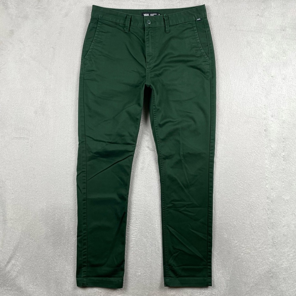 Vans Authentic Chino Pants Men 33x31 Green Slim Fit Stretch Skater